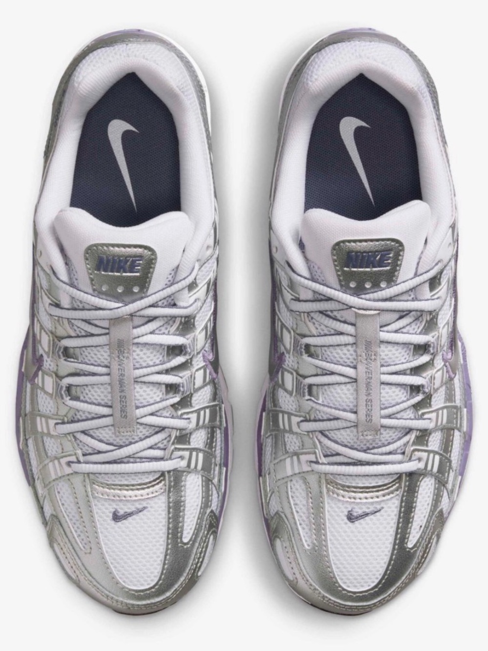 Nike P-6000 Women's Silver and White Mesh Running Sneakers